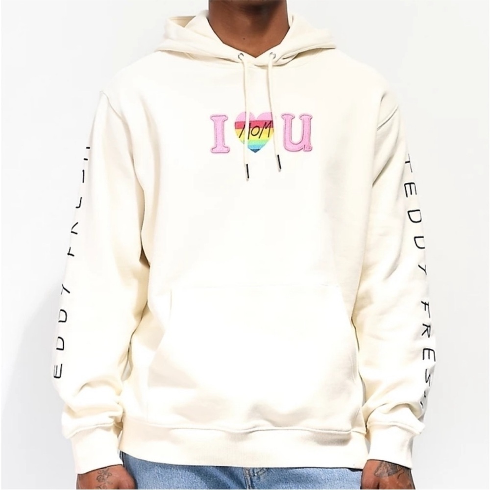 Teddy fresh I LOVE U MOM EMBROIDED HOODIE CREAM small